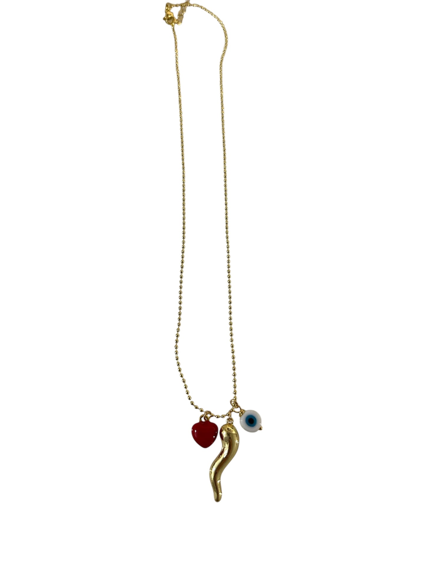 Chili, evil eye & heart necklace
